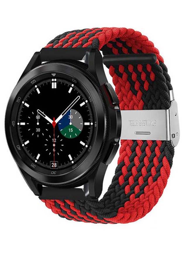 Perfii Adjustable Braided Band For Samsung Galaxy Watch4 Black/Red - Image 2