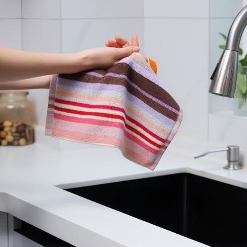 Oeleky Kitchen Dishcloths for Washing Dishes, Ultra Absorbent Dish Rags, Cotton Cleaning Cloths Pack of 8, 12x12 Inches (Wide Stirpe, 12x12 inch) - Image 4