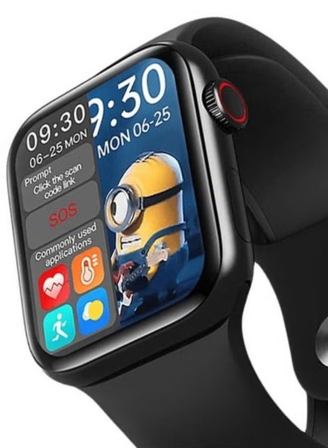 HW16 Silicone 1.75-inch Split Screen Smartwatch With Rotating Side Button Black - Image 2