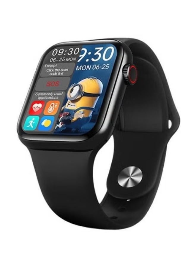 HW16 Silicone 1.75-inch Split Screen Smartwatch With Rotating Side Button Black - Image 1