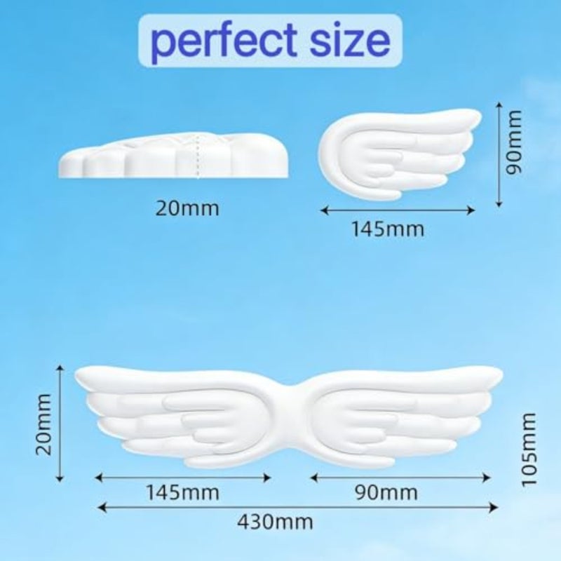 مسند معصم للوحة المفاتيح من Angel Wings، إسفنج الذاكرة 3 في 1 للمنزل والمكتب والكمبيوتر المحمول والكمبيوتر المكتبي، وتخفيف آلام الكتابة بسهولة، قطعتان، أبيض - Image 2