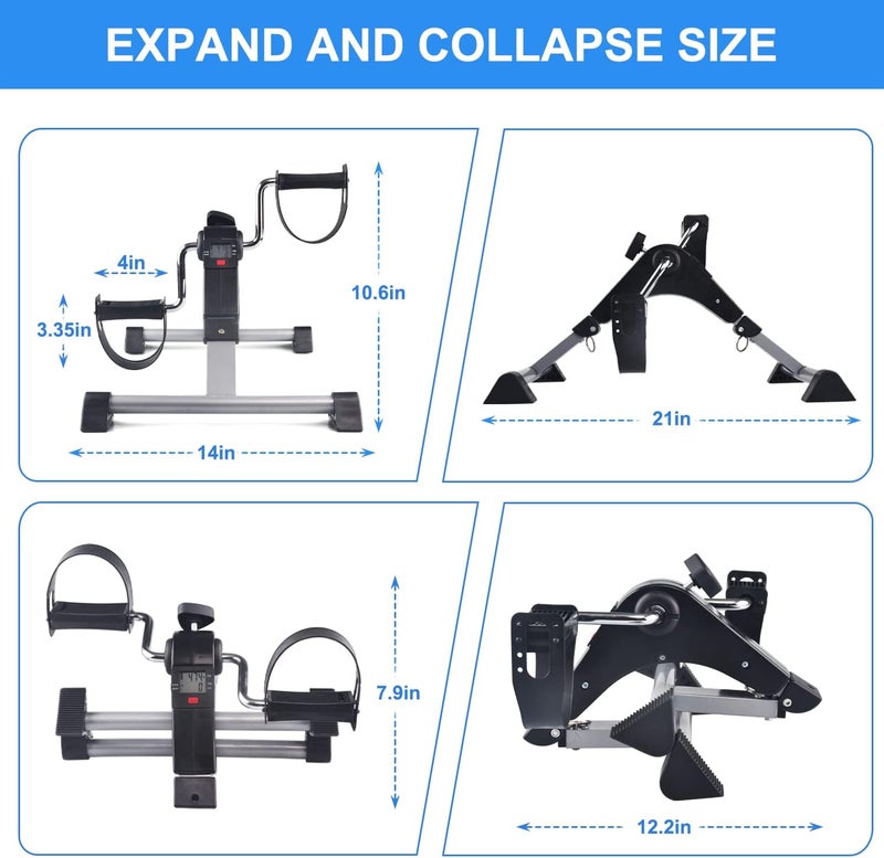 Icedeer Efficiency boosted construction Under Desk Bike Folding Pedal Exerciser for Seniors - Portable Mini Exercise Bike Foot Pedal Exerciser with Electronic Display for Legs and Arms Sitting Workout Multi-use upgraded craftsmanship - Image 4