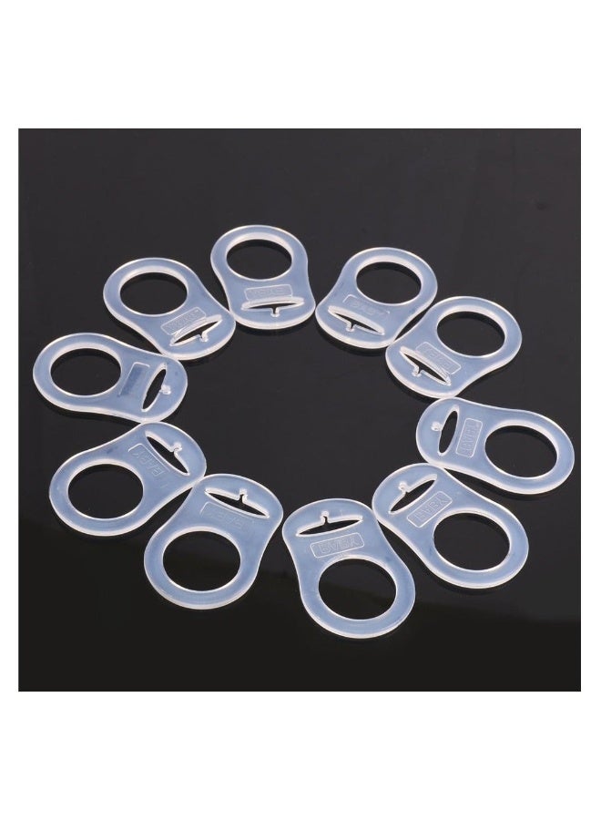 Soft Silicone Baby Pacifier Clips Holders Transparent Silicone Adapter Rings Holder Baby Nipple Rings Baby Pacifier Soother Teething Ribbon Clip 15Pcs - Image 4