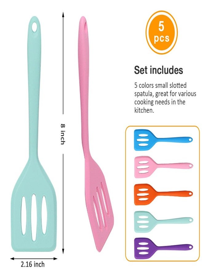 Pharamat 5 Pcs Small Silicone Spatula, Mini Slotted Turner, Small Serving Spatulas for Egg, Steak, Pancake - Image 2