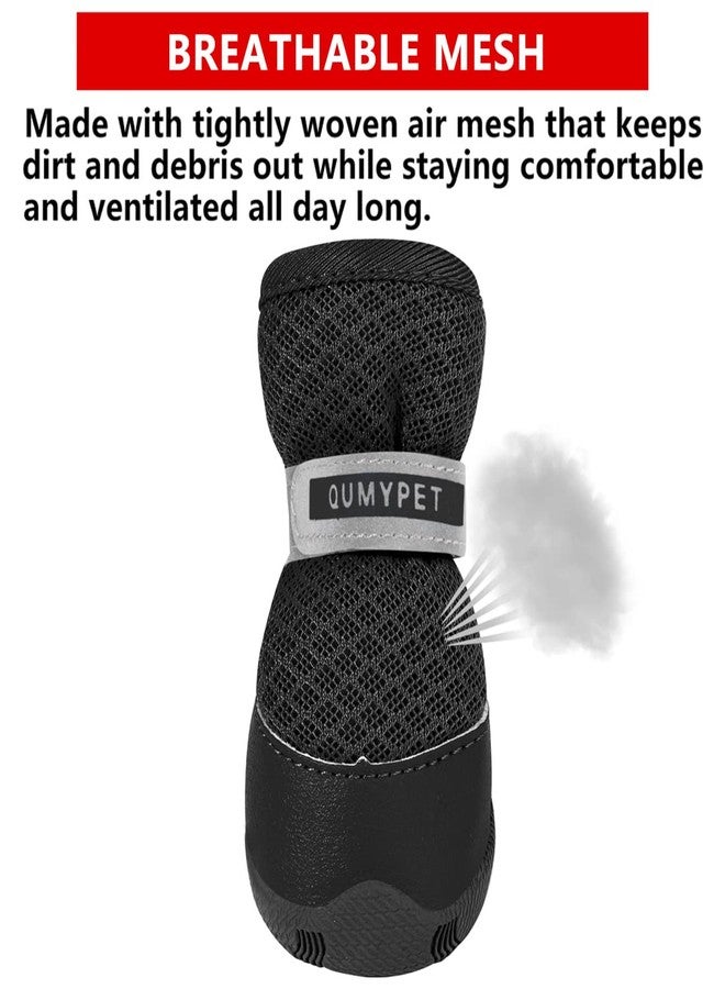 QUMY 4PCS Dog Shoes for Small Dogs, Hot Pavement Summer Puppy Dog Boots & Paw Protectors with Soft Anti-Slip Rubber Sole, Mesh Breathable Dog Booties for Hardfloors, Walking Running Black Size 2 - Image 4
