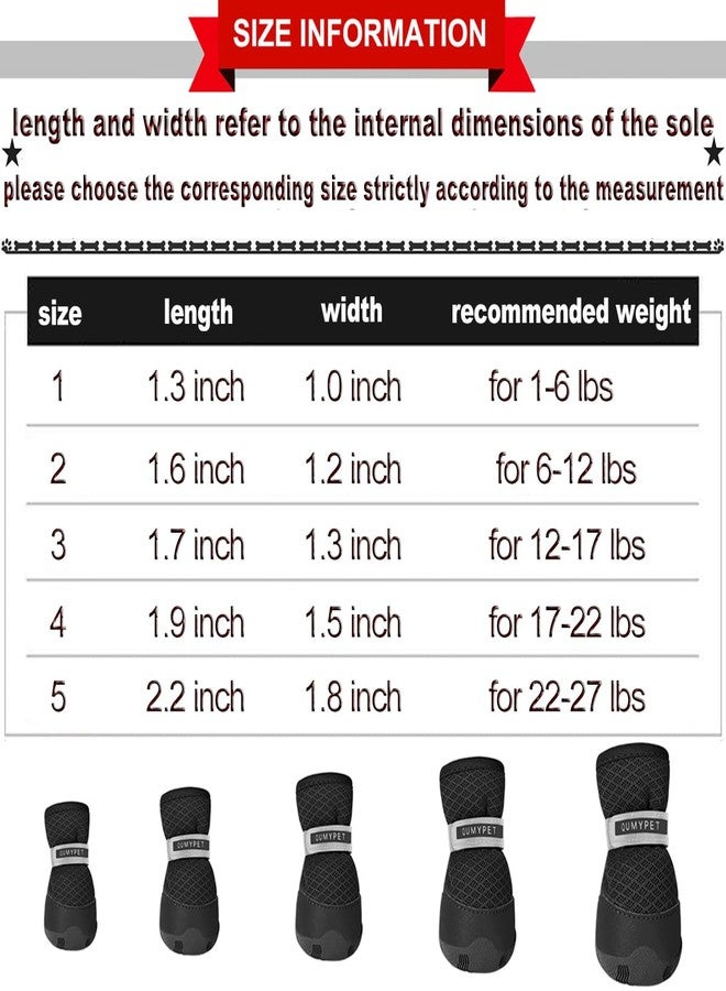 QUMY 4PCS Dog Shoes for Small Dogs, Hot Pavement Summer Puppy Dog Boots & Paw Protectors with Soft Anti-Slip Rubber Sole, Mesh Breathable Dog Booties for Hardfloors, Walking Running Black Size 2 - Image 3