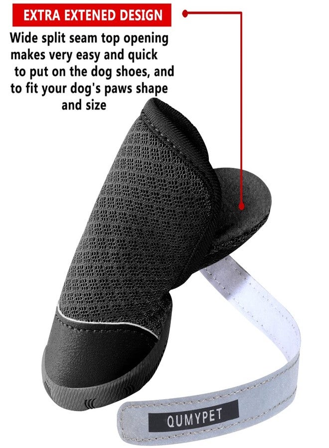 QUMY 4PCS Dog Shoes for Small Dogs, Hot Pavement Summer Puppy Dog Boots & Paw Protectors with Soft Anti-Slip Rubber Sole, Mesh Breathable Dog Booties for Hardfloors, Walking Running Black Size 2 - Image 5