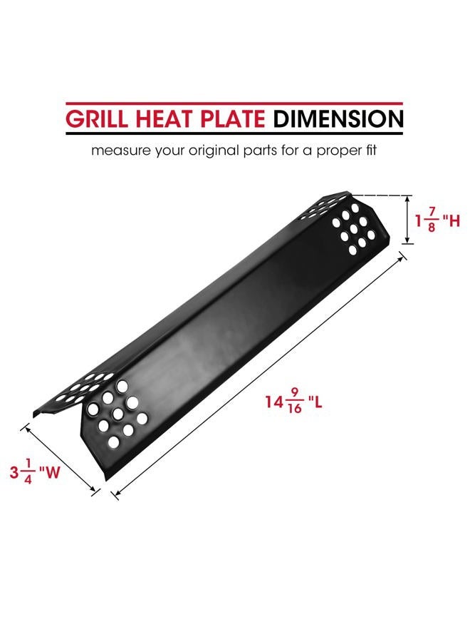 Unicook Porcelain Grill Heat Plate 14.56" L, Gas Grill Replacement Parts, 4 Pack Grill Heat Shield Tents, Grill Burner Cover, Flavorizer Bars, Flame Tamer for BBQ Gas Grill - Image 2