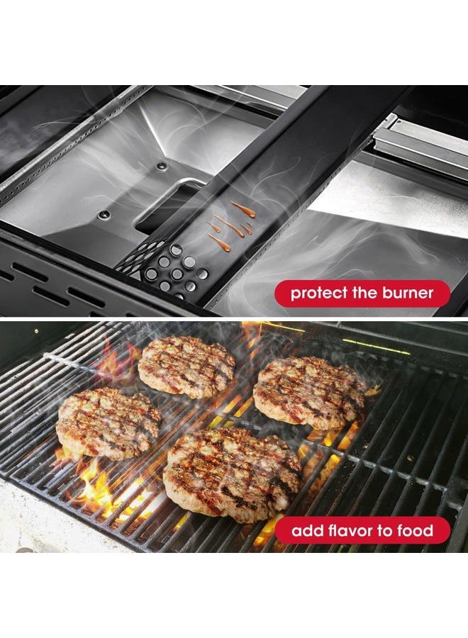 Unicook Porcelain Grill Heat Plate 14.56" L, Gas Grill Replacement Parts, 4 Pack Grill Heat Shield Tents, Grill Burner Cover, Flavorizer Bars, Flame Tamer for BBQ Gas Grill - Image 5