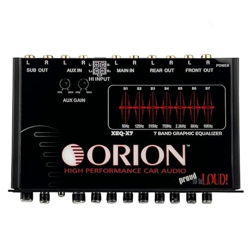 Orion XEQX7 7Band Graphic Equalizer with Front 35mm AUX Input HalfDIN Car Audio EQ with Subwoofer Control HighLowLevel Inputs Rear RCA and Variable Low Pass Filter - Image 3