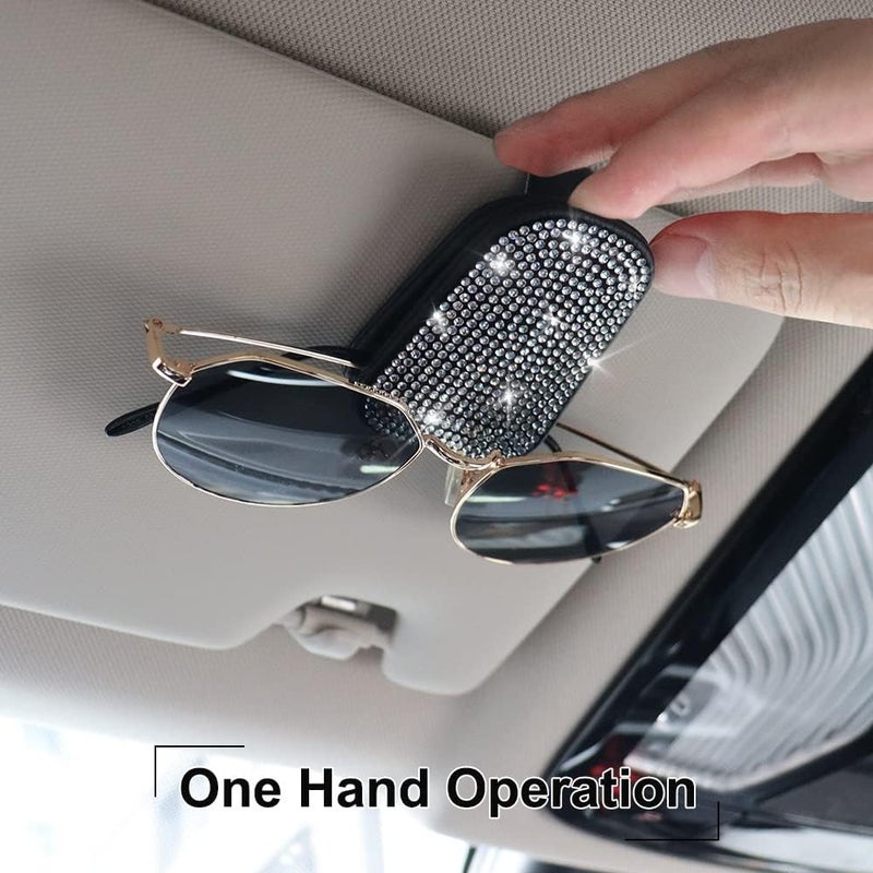 SUNCARACCL 2 Pack Sunglasses Holder for Car, Bling Sunglass Holders for Car Visor, Magnetic Leather Glasses Eyeglass Hanger Clip for Car, Car Interior Visor Accessories… - Image 5