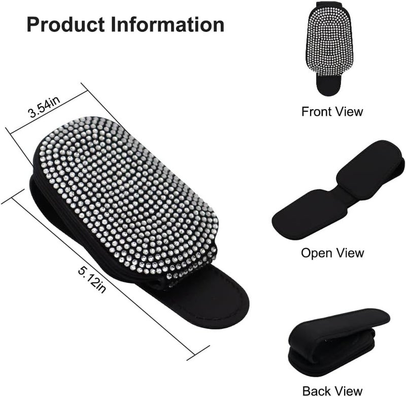 SUNCARACCL 2 Pack Sunglasses Holder for Car, Bling Sunglass Holders for Car Visor, Magnetic Leather Glasses Eyeglass Hanger Clip for Car, Car Interior Visor Accessories… - Image 2