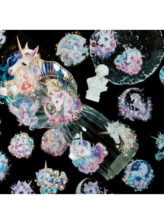 NIBEMINENT 30 Pcs Magical Unicorn Deco Kit Waterproof Stickers, High Definition Printing Bright Colors, Suitable for Laptop Skateboard Luggage Water Bottle Guitar DIY - Image 1