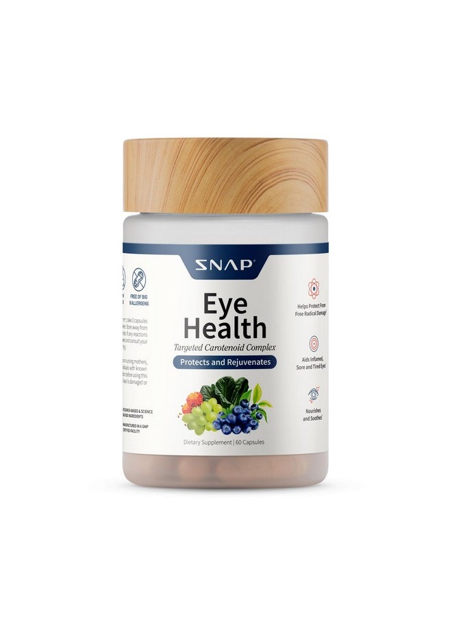 SNAP SUPPLEMENTS Snap Eye Health Supplements for Adults, Lutein and Zeaxanthin Supplements, Bilberry Extract, Lycopene Supplement, Support Eye Health, Natural Carotenoid Complex, Eye Vitamins and Herbs, 60 Capsules  - Image 1