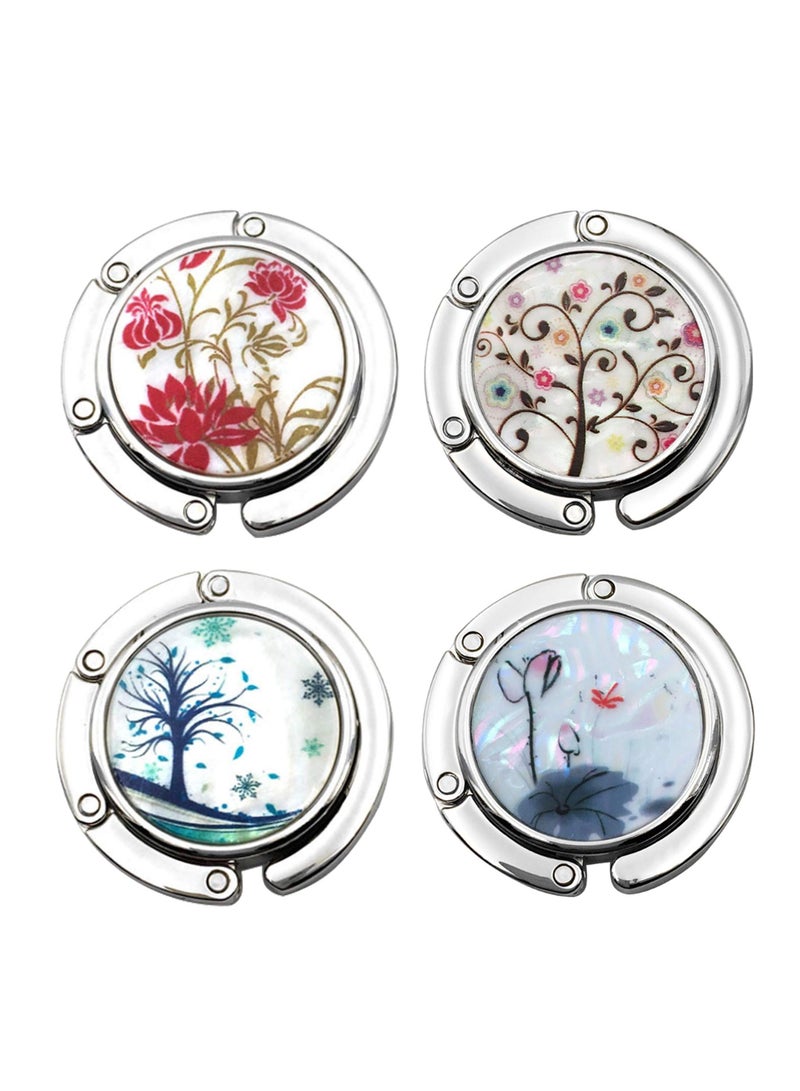 SYOSI حاملات حقائب اليد، مجموعة من 4 خطافات محفظة لتخزين حقائب اليد على الطاولة، خطاف ديكور قابل للطي، حامل حقيبة يد للنساء، ألوان مختلطة - Image 1