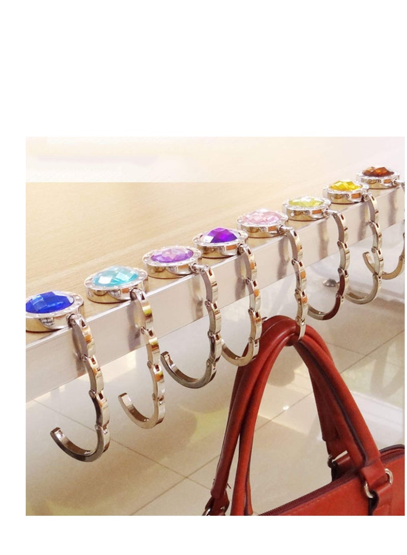 SYOSI حاملات حقائب اليد، مجموعة من 4 خطافات محفظة لتخزين حقائب اليد على الطاولة، خطاف ديكور قابل للطي، حامل حقيبة يد للنساء، ألوان مختلطة - Image 2