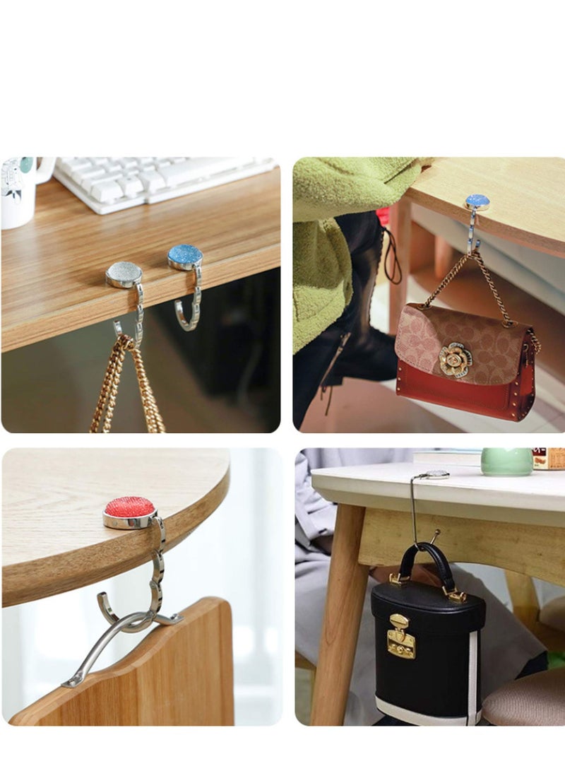 SYOSI حاملات حقائب اليد، مجموعة من 4 خطافات محفظة لتخزين حقائب اليد على الطاولة، خطاف ديكور قابل للطي، حامل حقيبة يد للنساء، ألوان مختلطة - Image 4