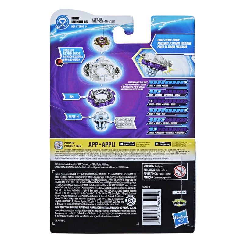 BeyBlade Bey Blade Burst Surge Speedstorm Raid Luinor L6 Spinning Top Starter Pack â€“ Attack Type Battling Game Top with Launcher, Toy for Kids - Image 5