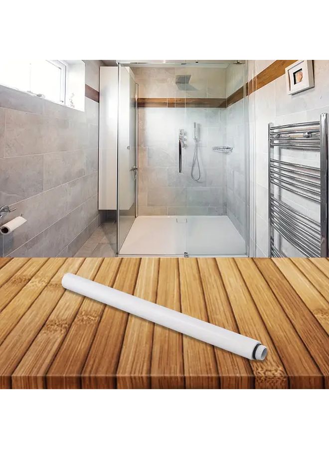 White Adjustable Stainless Steel Shower Extension Bar Wall Mounted Extender Rod With Secure Clamp - Image 1