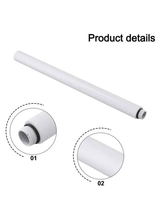 White Adjustable Stainless Steel Shower Extension Bar Wall Mounted Extender Rod With Secure Clamp - Image 5
