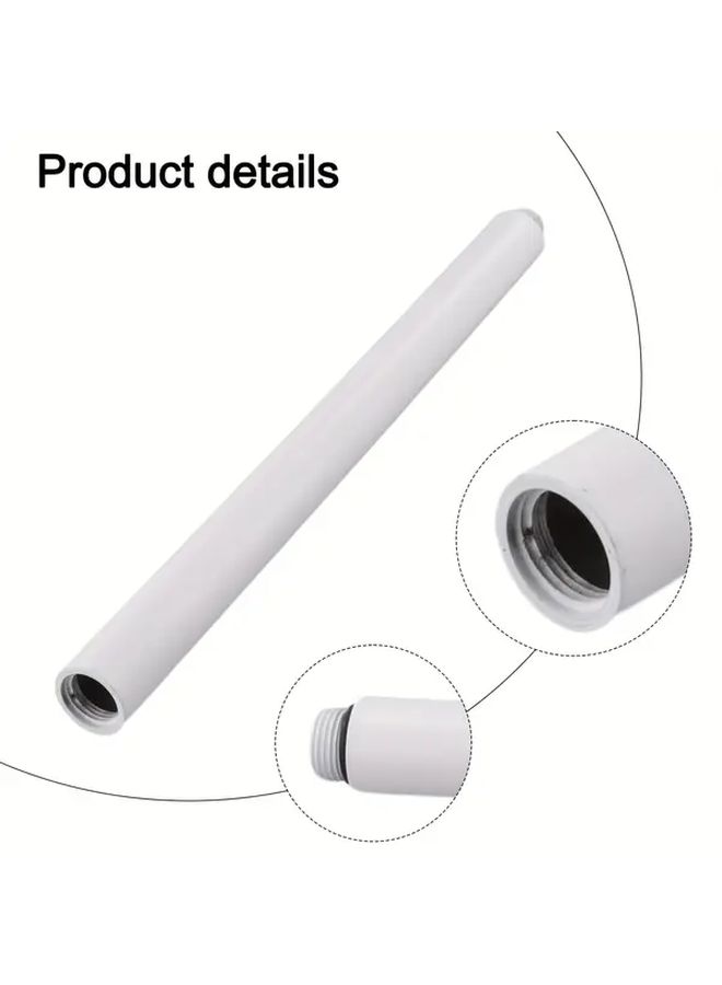 White Adjustable Stainless Steel Shower Extension Bar Wall Mounted Extender Rod With Secure Clamp - Image 2