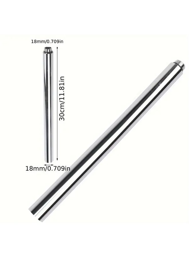 White Adjustable Stainless Steel Shower Extension Bar Wall Mounted Extender Rod With Secure Clamp - Image 3