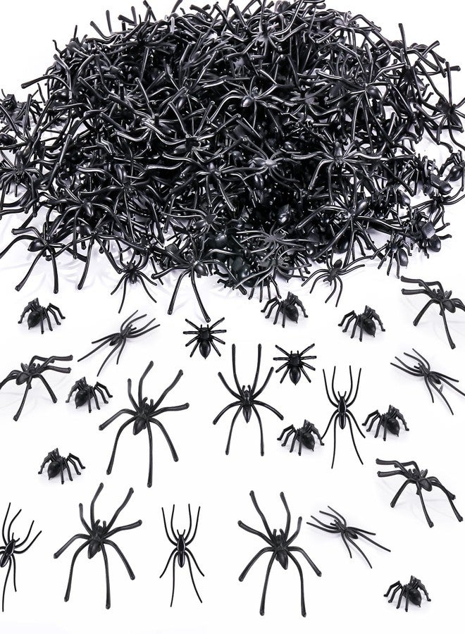 GlyinnHe 240 Pieces Realistic Plastic Spiders 3 Sizes Small Spider Toys Black Mini Fake Spiders Halloween Prank Props for Halloween Home Party Decorations - Image 1