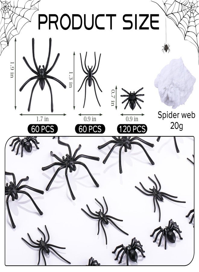 GlyinnHe 240 Pieces Realistic Plastic Spiders 3 Sizes Small Spider Toys Black Mini Fake Spiders Halloween Prank Props for Halloween Home Party Decorations - Image 2