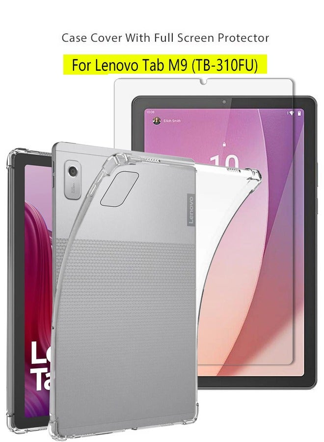 اثنين في واحد لينوفو تاب M9 ( tb-310fu ) حزمة واقية - سوبر شفافة صدمة برهان حالة حافة حافة الشاشة فيلم واقية ، 360 درجة حماية الغطاء الخلفي لينوفو تاب م 9 ( tb-310bu ) شاشة فيلم واقية - Image 1