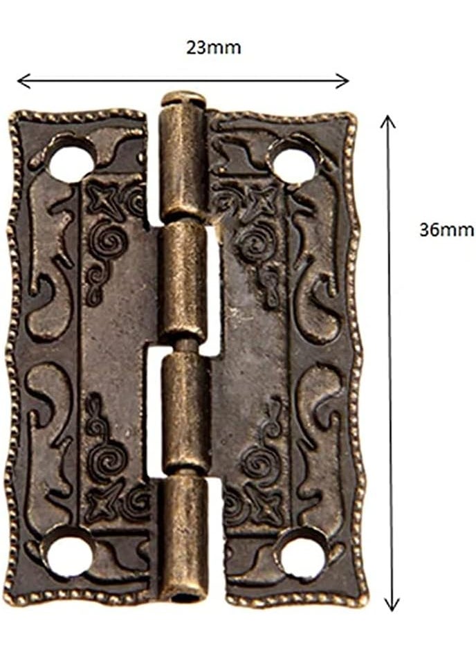 Dophee dophee 2Pcs Antique Bronze Small Hinges Engraving Design Little Decorative Hinges for Wooden Box Cases Jewelry Boxes Dollhouse Gift Boxes Toy Box Chest Cabinets Bird Houses 142x091  - Image 2