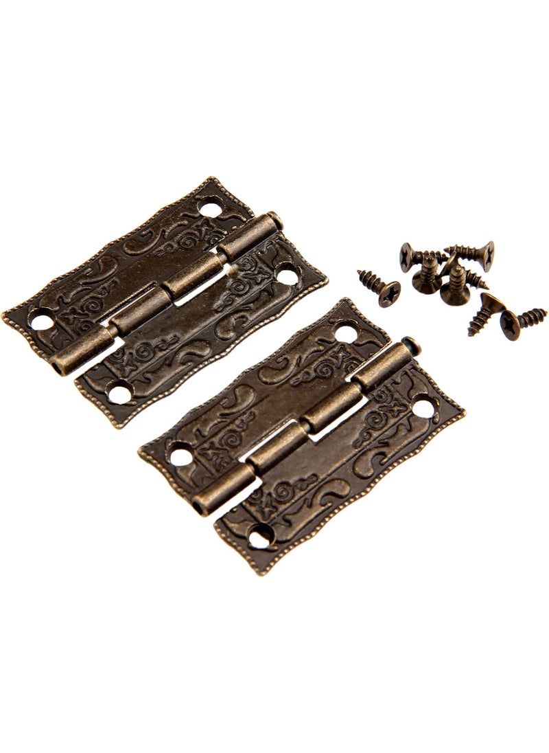Dophee dophee 2Pcs Antique Bronze Small Hinges Engraving Design Little Decorative Hinges for Wooden Box Cases Jewelry Boxes Dollhouse Gift Boxes Toy Box Chest Cabinets Bird Houses 142x091  - Image 1