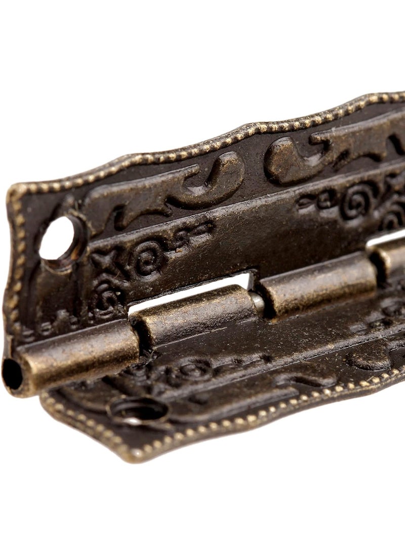 Dophee dophee 2Pcs Antique Bronze Small Hinges Engraving Design Little Decorative Hinges for Wooden Box Cases Jewelry Boxes Dollhouse Gift Boxes Toy Box Chest Cabinets Bird Houses 142x091  - Image 4