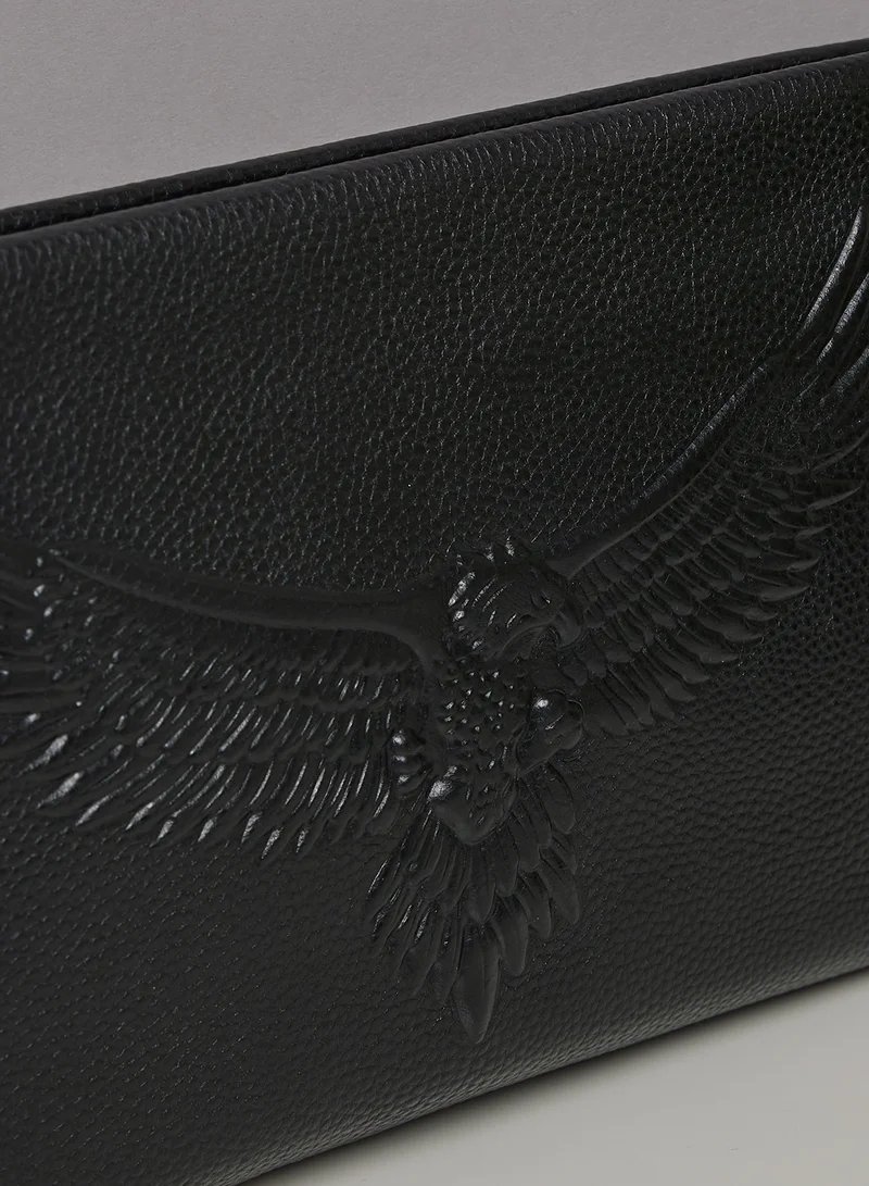 Robert Wood Genuine Leather Hawk Emboss Travel Wallet
