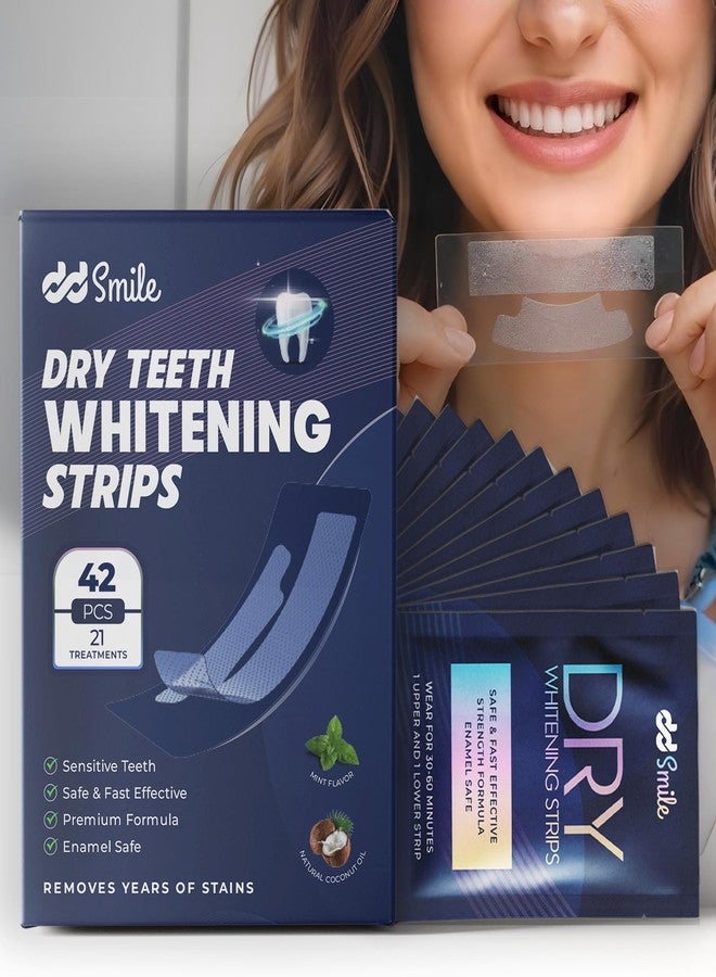 DwellDecor DD Dry Teeth Whitening Strips - 42 Strips (21 Treatments - Sensitive Teeth Whitening Strips - Peroxide-Free - Enamel Safe - Mint Flavor - Non-Slip - Mess-Free - Sensitivity Free - Image 1