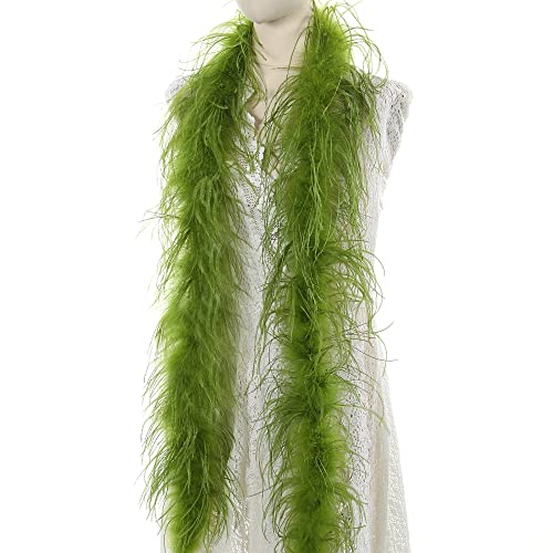 Soarer Green Ostrich Feather Boa 2Yards 1Ply Long Boas for PartyHome DecorDIY Craft SewingLime Green - Image 1