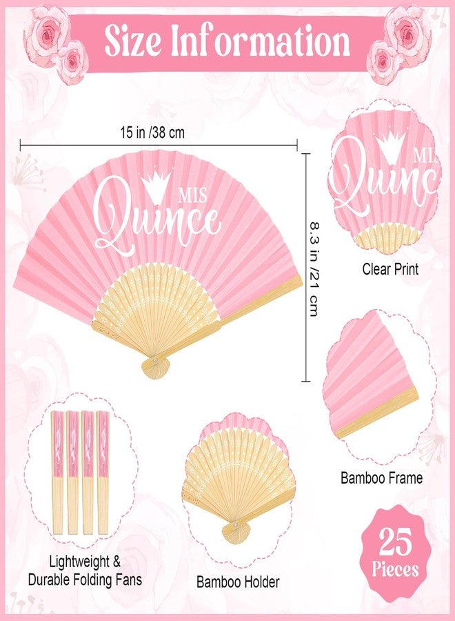 Threehoney 25 Sets Quinceanera Favors for Guests Pink Folding Paper Fans Pink Bamboo Fans with Thank You Tags and Gift Bag Handheld Pink Fans 15 Birthday Party Favors Birthday Decorations for Girls - Image 2