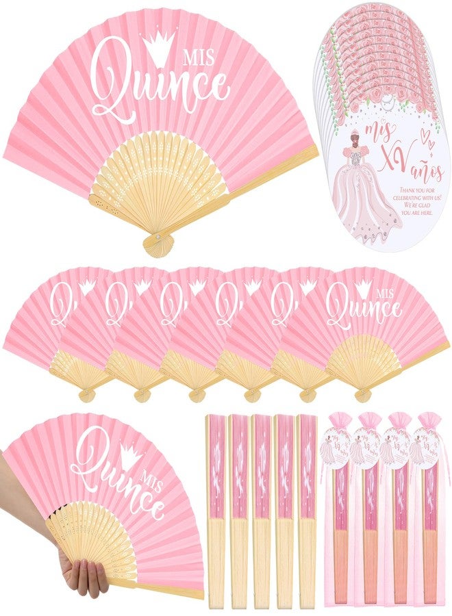 Threehoney 25 Sets Quinceanera Favors for Guests Pink Folding Paper Fans Pink Bamboo Fans with Thank You Tags and Gift Bag Handheld Pink Fans 15 Birthday Party Favors Birthday Decorations for Girls - Image 1