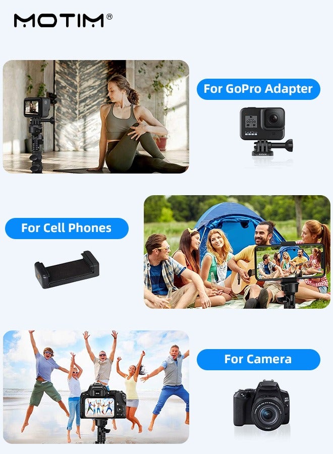 Motim 63''/160cm Selfie Stick Tripod, Extendable Phone Tripod Camera Stand With Remote Control, 360°Portable Selfie Stick, Aluminum Alloy Stick And Legs, Retractable Cell Phone Tripod for All Kinds of Mobile Phones and Cameras, GO Pro  - Image 5