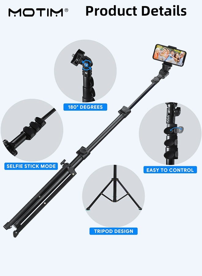 Motim 63''/160cm Selfie Stick Tripod, Extendable Phone Tripod Camera Stand With Remote Control, 360°Portable Selfie Stick, Aluminum Alloy Stick And Legs, Retractable Cell Phone Tripod for All Kinds of Mobile Phones and Cameras, GO Pro  - Image 4