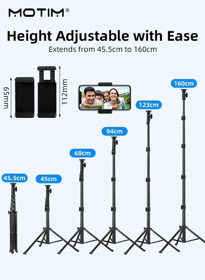 Motim 63''/160cm Selfie Stick Tripod, Extendable Phone Tripod Camera Stand With Remote Control, 360°Portable Selfie Stick, Aluminum Alloy Stick And Legs, Retractable Cell Phone Tripod for All Kinds of Mobile Phones and Cameras, GO Pro  - Image 2
