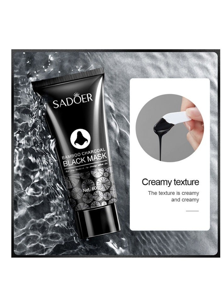 SADOER Bamboo Charcoal Black Mask-Blackhead Remover ​Charcoal Mask Peel off Mask Facial Pore Cleanser Purifying Face Mask Nose 60g - Image 2