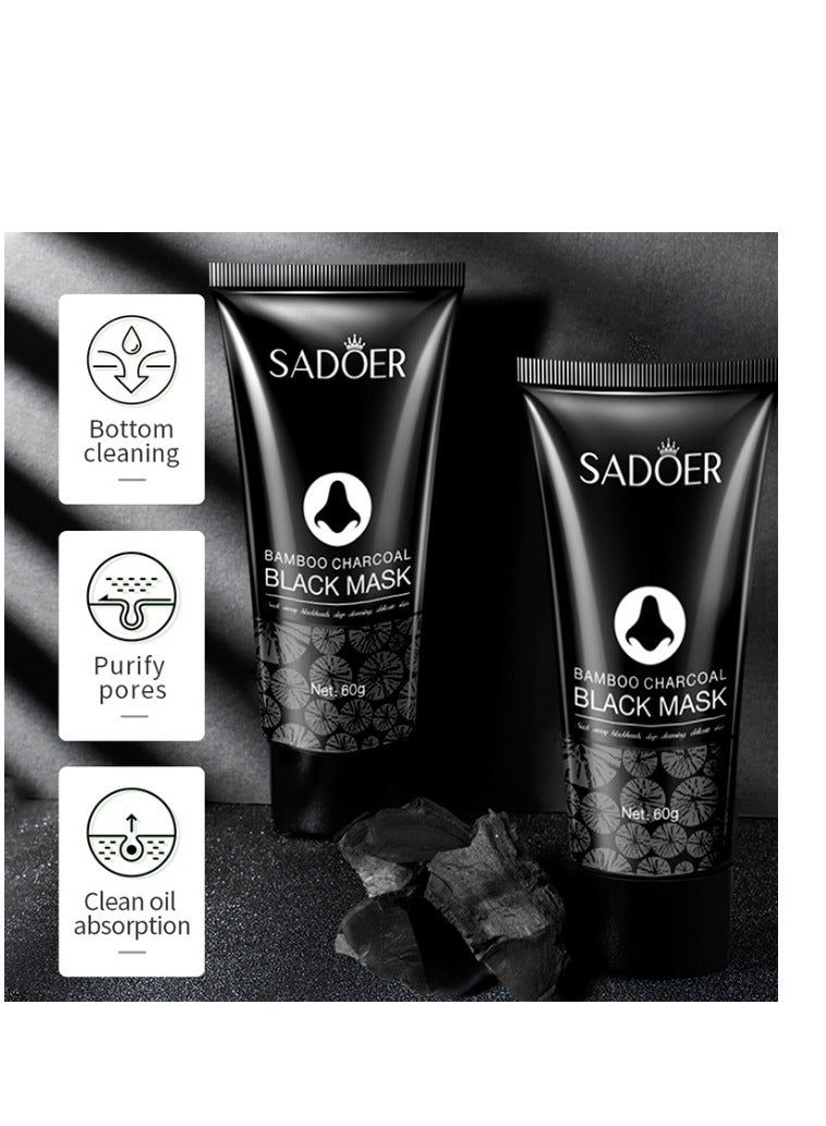SADOER Bamboo Charcoal Black Mask-Blackhead Remover ​Charcoal Mask Peel off Mask Facial Pore Cleanser Purifying Face Mask Nose 60g - Image 3