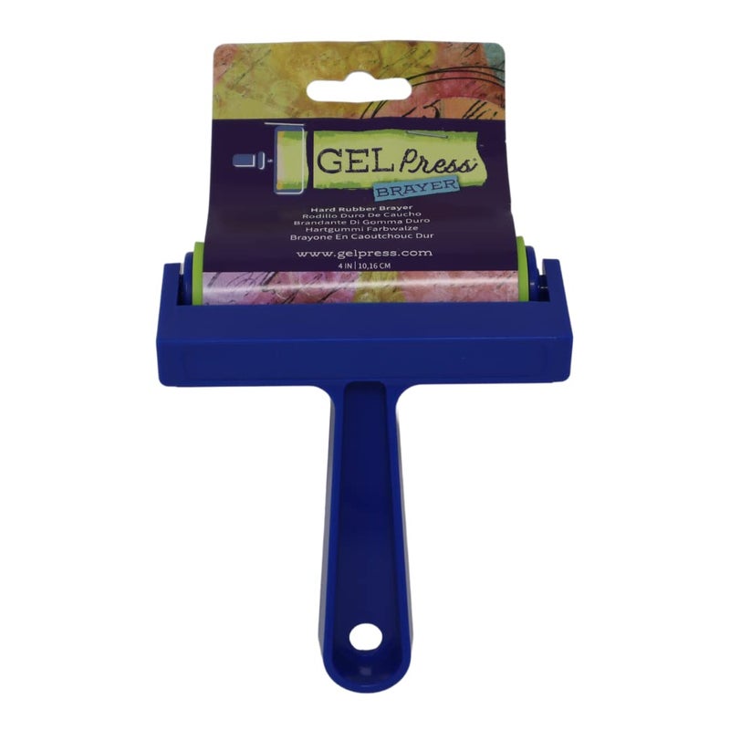 Gel Press Rubber Brayer - for printmaking, Scrapbooking, Paper Crafts, Home Decor & More - 4 Inches, Blue & Green - Image 1