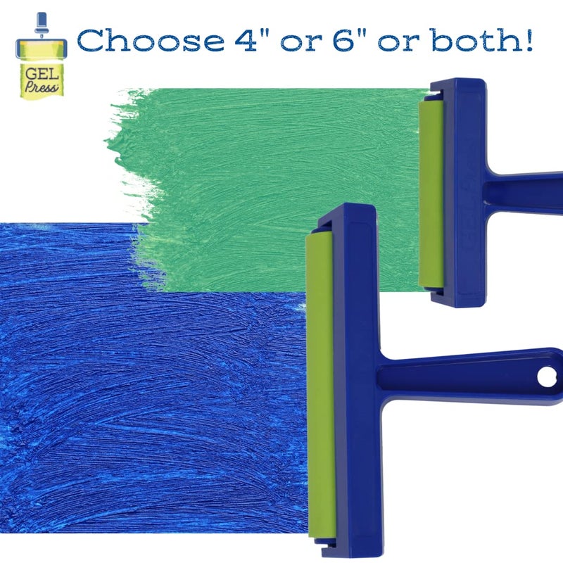 Gel Press Rubber Brayer - for printmaking, Scrapbooking, Paper Crafts, Home Decor & More - 4 Inches, Blue & Green - Image 3