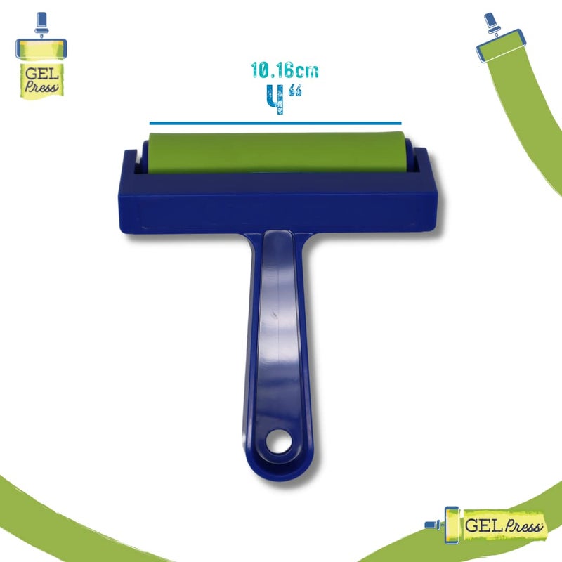 Gel Press Rubber Brayer - for printmaking, Scrapbooking, Paper Crafts, Home Decor & More - 4 Inches, Blue & Green - Image 2