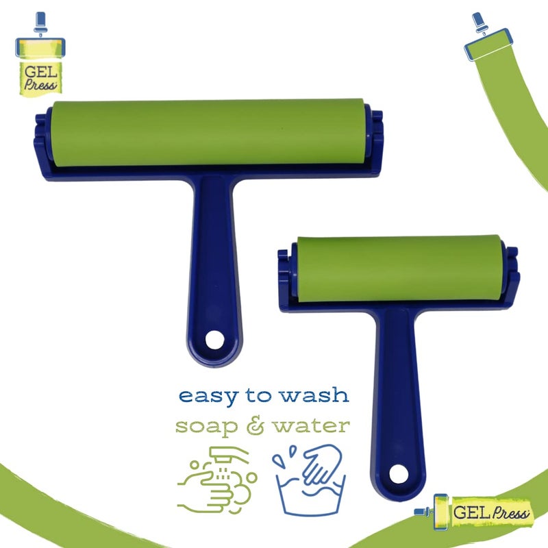 Gel Press Rubber Brayer - for printmaking, Scrapbooking, Paper Crafts, Home Decor & More - 4 Inches, Blue & Green - Image 4