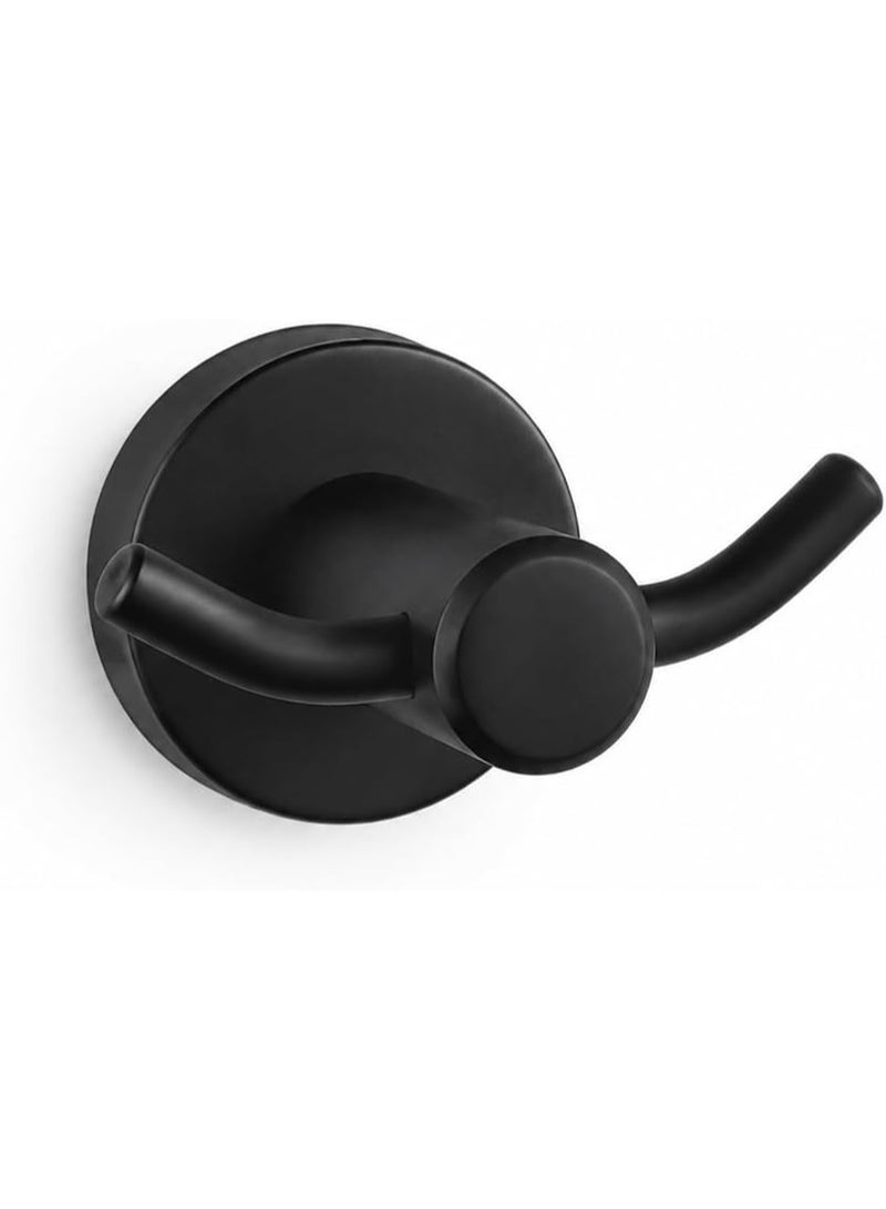 Stylish Double Bathroom Hook Rack with Round Base – Elegant and Practical Organization in a Modern Design (Black) - Image 1