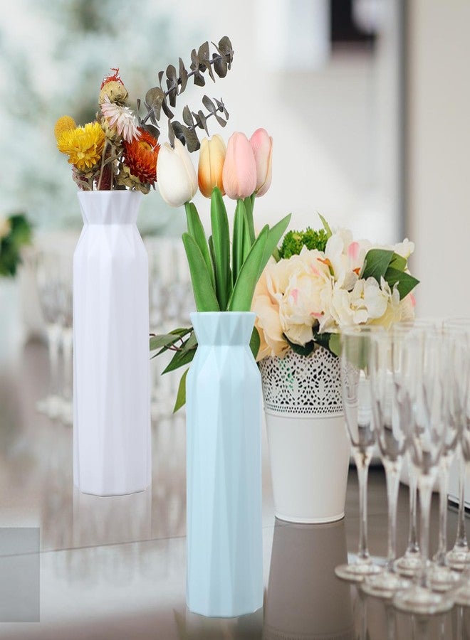 Tobeelec 10 Pcs Composite Plastic Flower Vase, 8" Plastic Flower Vases for Centerpieces, White Polyethylene Flower Vase, Tall Bud Vase for Wedding Dinner Table Party Living Room Office Bedroom Decor (2 Colors) - Image 2