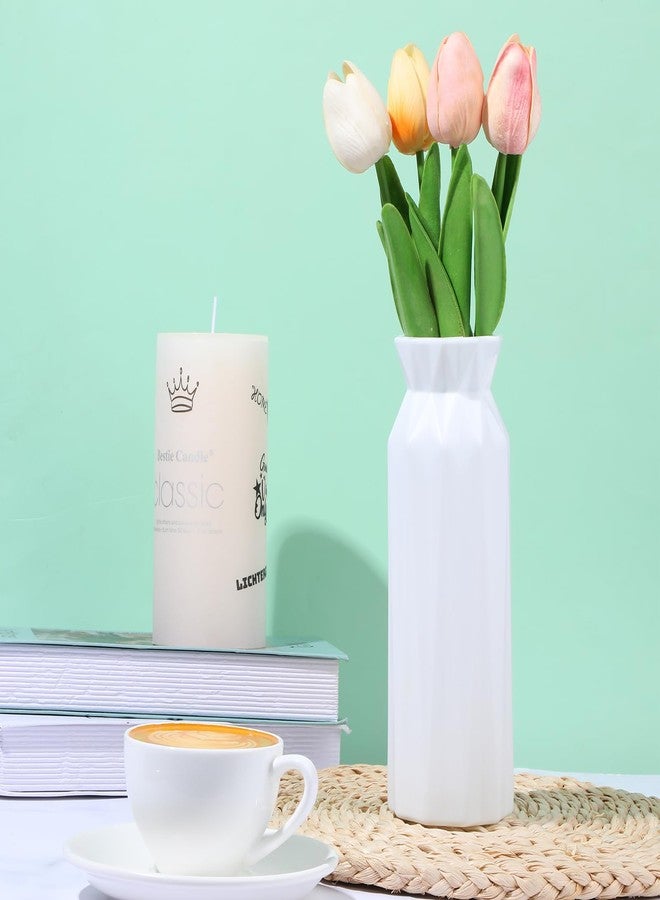 Tobeelec 10 Pcs Composite Plastic Flower Vase, 8" Plastic Flower Vases for Centerpieces, White Polyethylene Flower Vase, Tall Bud Vase for Wedding Dinner Table Party Living Room Office Bedroom Decor (2 Colors) - Image 5