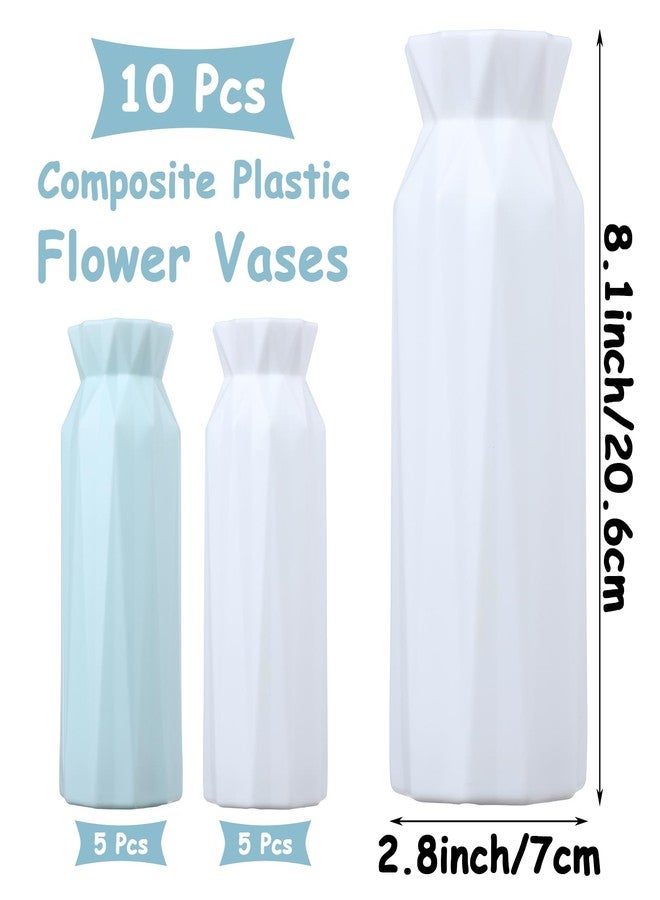 Tobeelec 10 Pcs Composite Plastic Flower Vase, 8" Plastic Flower Vases for Centerpieces, White Polyethylene Flower Vase, Tall Bud Vase for Wedding Dinner Table Party Living Room Office Bedroom Decor (2 Colors) - Image 3